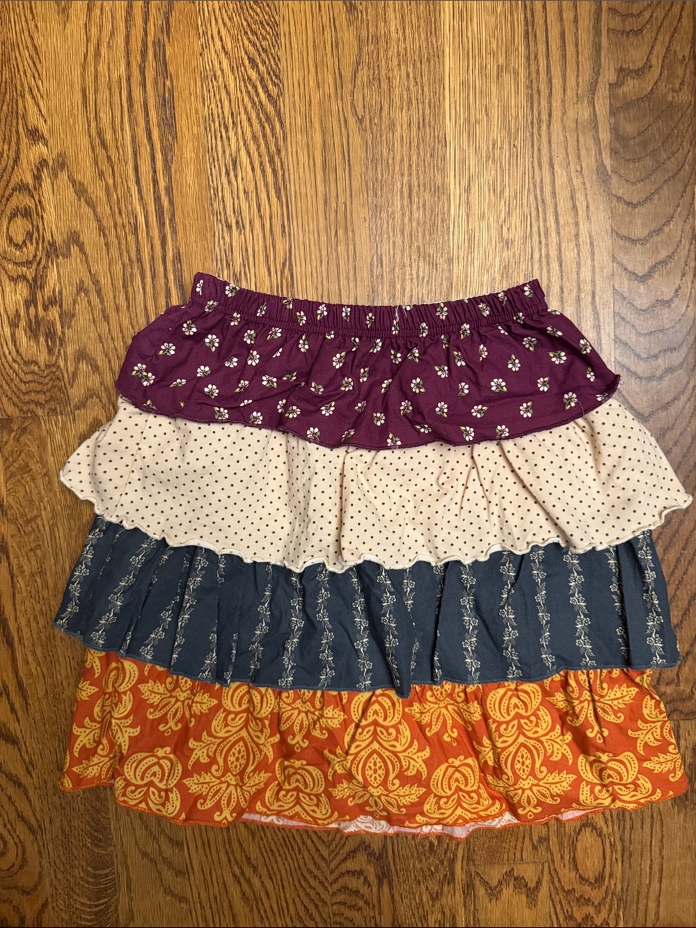 Sado Tiered Ruffle Skirt in Purple, Cream, Blue & Orange size 8 - Picture 3 of 4